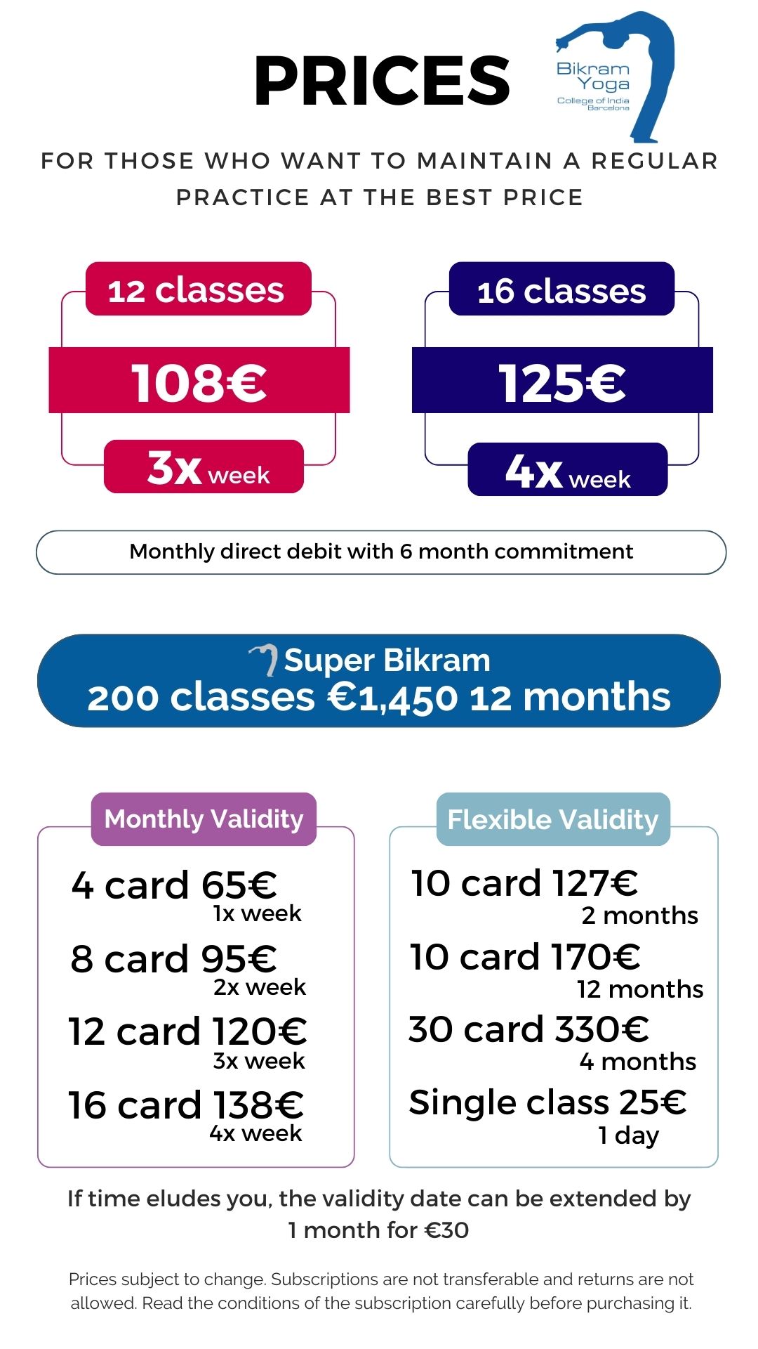 prices 2024 Bikram Barcelona